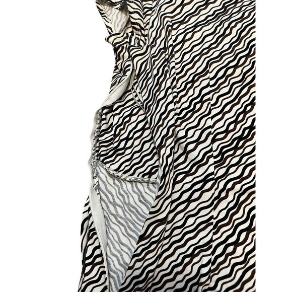 Ann Taylor Sheath Dress Faux Wrap Women's Size 8 Black Brown Pattern Geometric - Picture 6 of 9